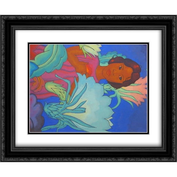 Arman Manookian 2x Matted 24x20 Black Ornate Framed Art Print 'Polynesian Girl'