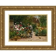 thumbnail image 1 of Armand Charnay 14x11 Gold Ornate Wood Frame and Double Matted Museum Art Print Titled - The Little Gardener, 1 of 4
