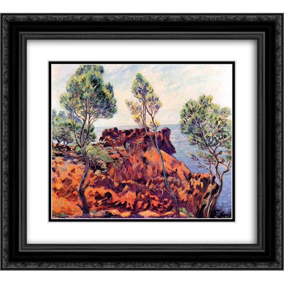 Armand Guillaumin 2x Matted 24x20 Black Ornate Framed Art Print 'Agay, les Roches Rouges'