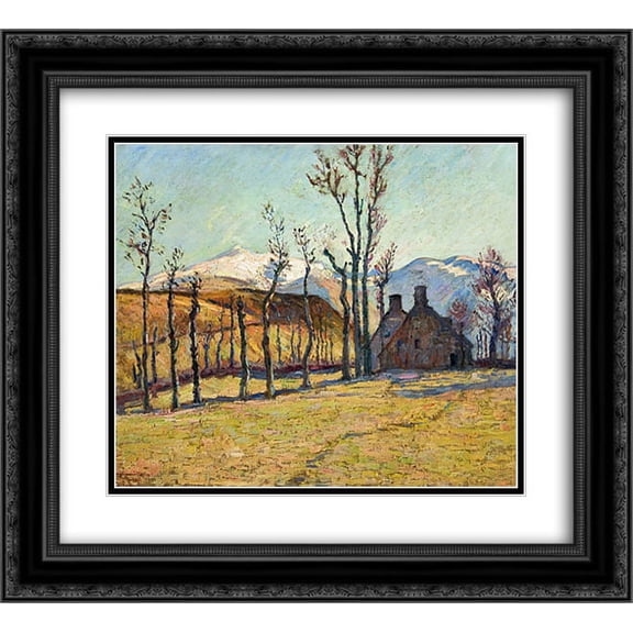 Armand Guillaumin 2x Matted 24x20 Black Ornate Framed Art Print 'Cottages in a landscape'