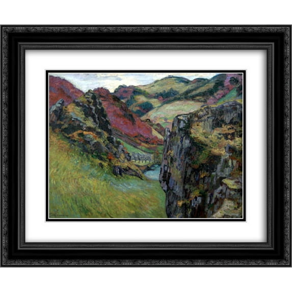 Armand Guillaumin 2x Matted 24x20 Black Ornate Framed Art Print 'Landscape near Saint-Julien-des-Chazes'