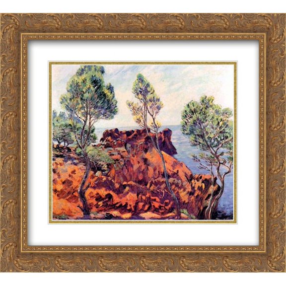 Armand Guillaumin 2x Matted 24x20 Gold Ornate Framed Art Print 'Agay, les Roches Rouges'