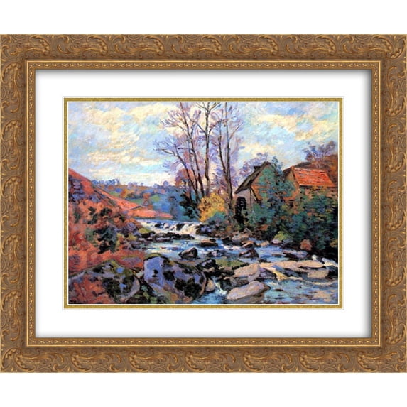 Armand Guillaumin 2x Matted 24x20 Gold Ornate Framed Art Print 'Moulin Bouchardon, Crozant'