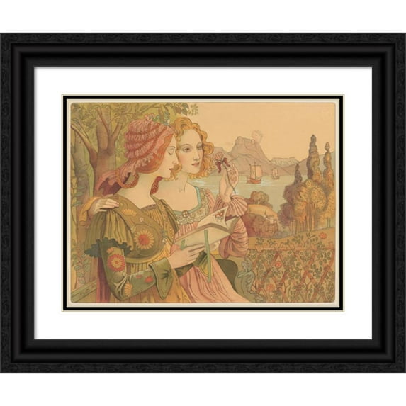 Armand Point 14x12 Black Ornate Wood Framed Double Matted Museum Art Print Titled: Golden Legend (1897)