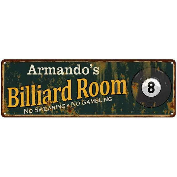 Armando's Billiard Room Green Sign Man Cave 6x18 206180009373