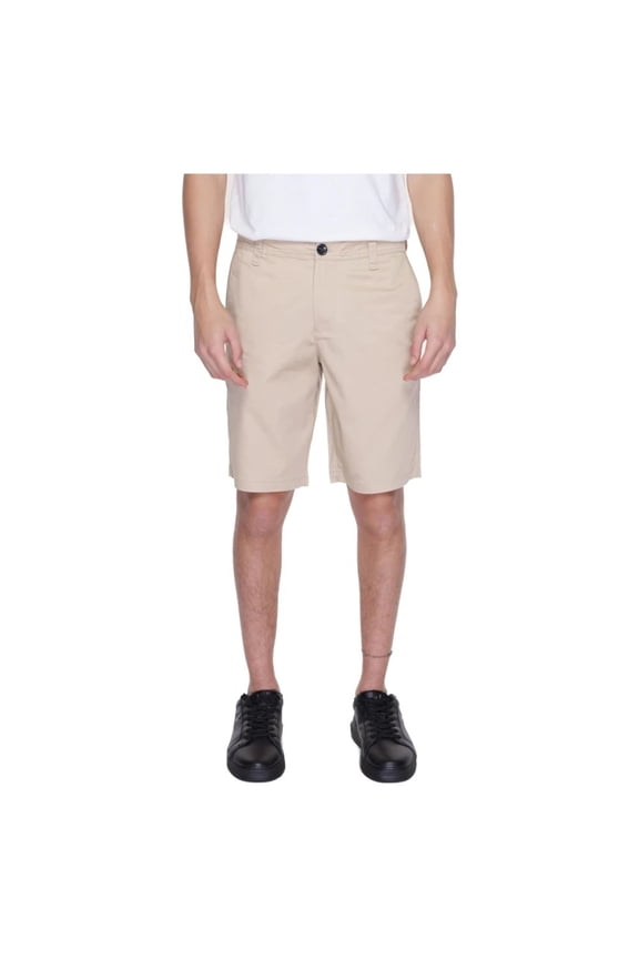 Mens Cotton Casual Bermuda Shorts, Beige, 38