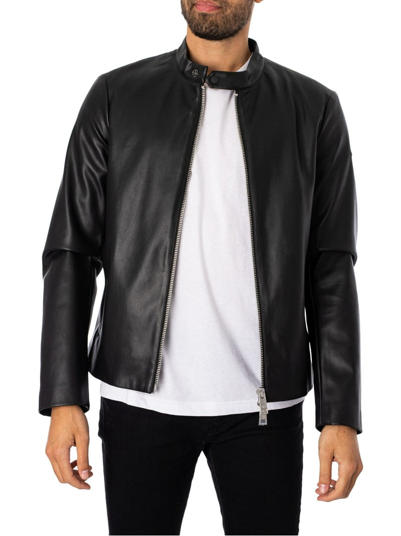 ジャケット・アウター Ameri REVERSIBLE FAKE LEATHER JACKET Armani Exchange Faux Leather Jacket, Black - Walmart.com