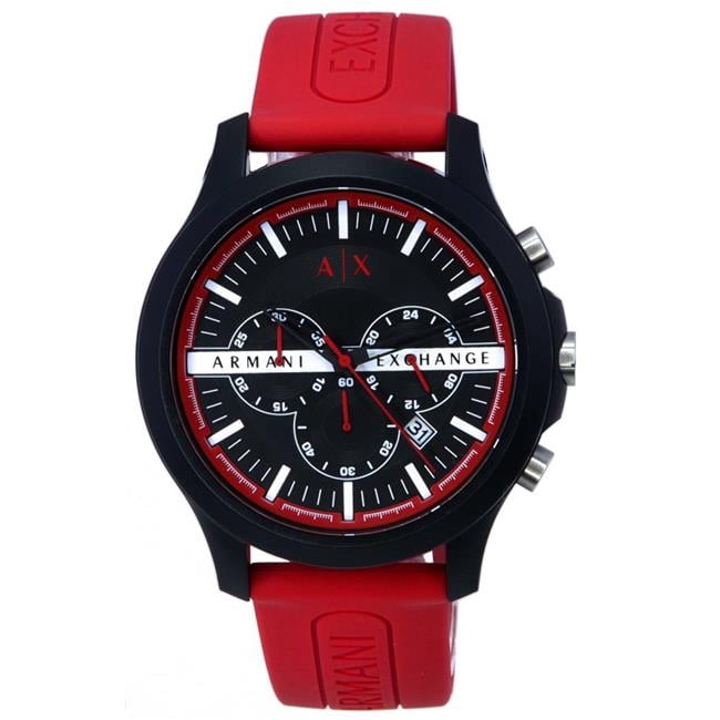 Armani Exchange Unisex Black and Red watch Armani Exchange Outerbanks Chronograph Black Dial Black  main image 3