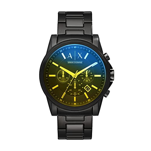 新品電池】ARMANI EXCHANGE 時計 クロノグラフ メンズ 黒文字盤