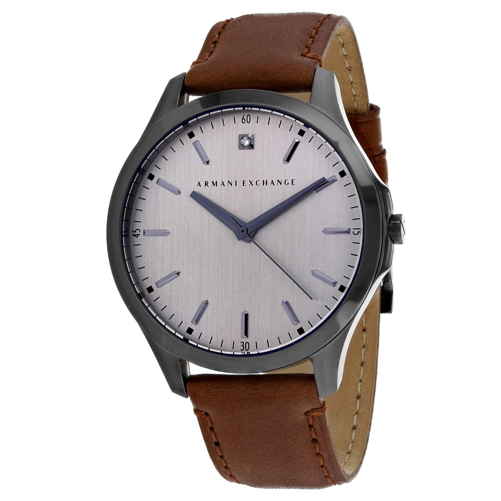 Armani Exchange Men's Diamond Accent Brown Leather Strap