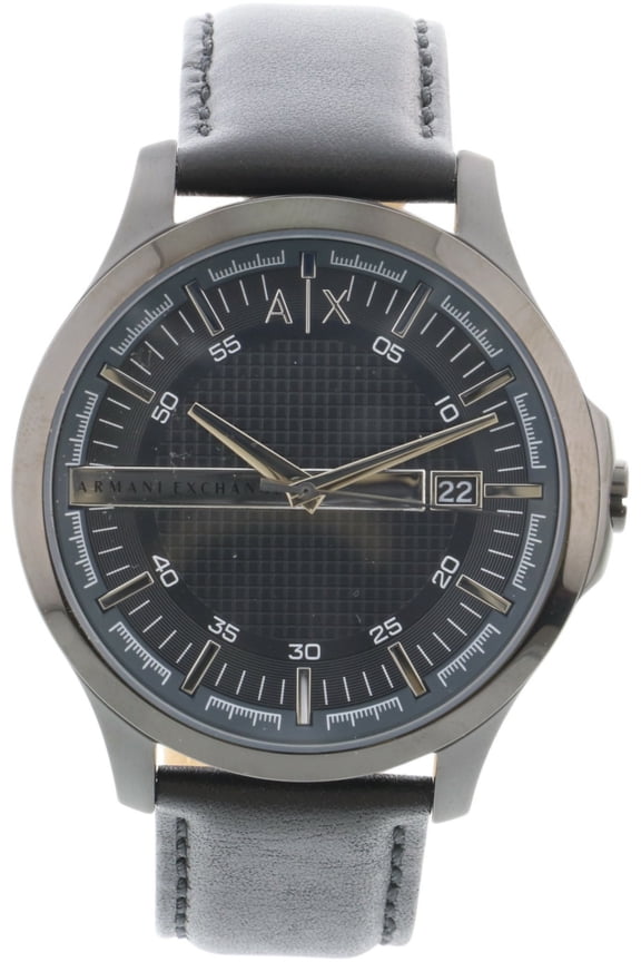 Mens 3 Hand Date Leather AX2411 Black Japanese Quartz Fashion Watch