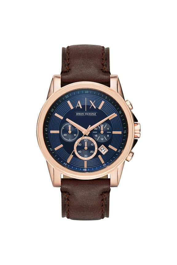 Men's Armani Exchange Outerbanks Leather Strap Chronograph Watch AX2508
