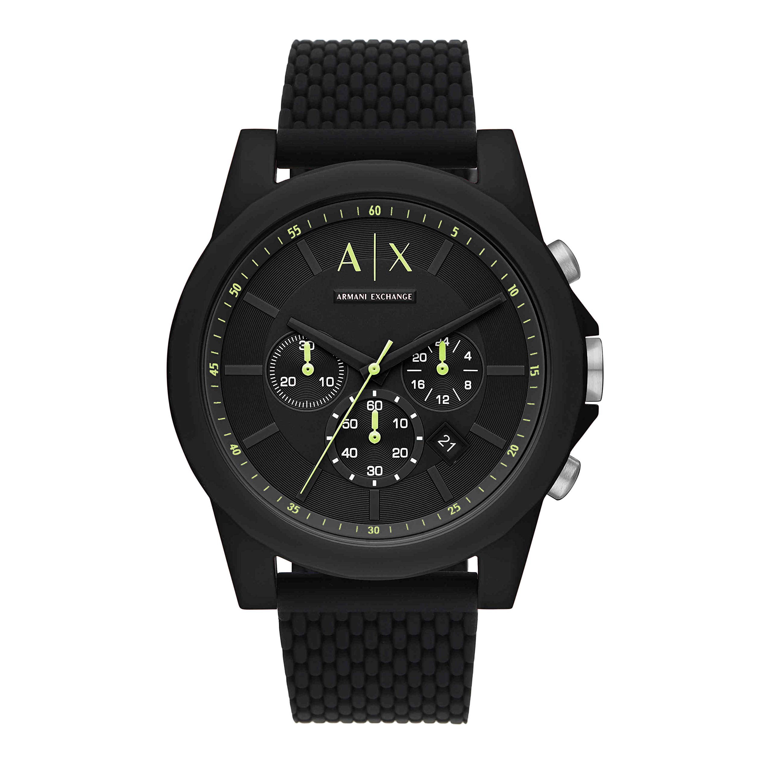 A|X Armani Exchange Men's Chronograph Black Silicone Watch (Model: AX1344)