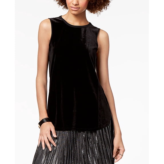 Armani Exchange Sleeveless Velvet Top (Black, S)