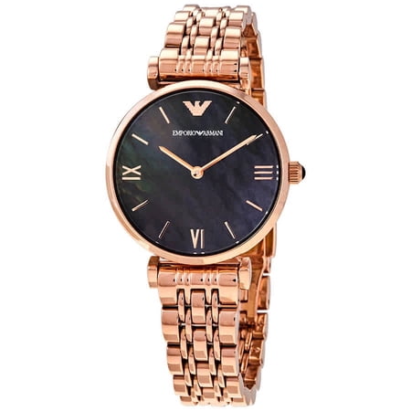 Armani Gianni T-Bar Quartz Black Mother of Pearl Dial Ladies Watch AR11145