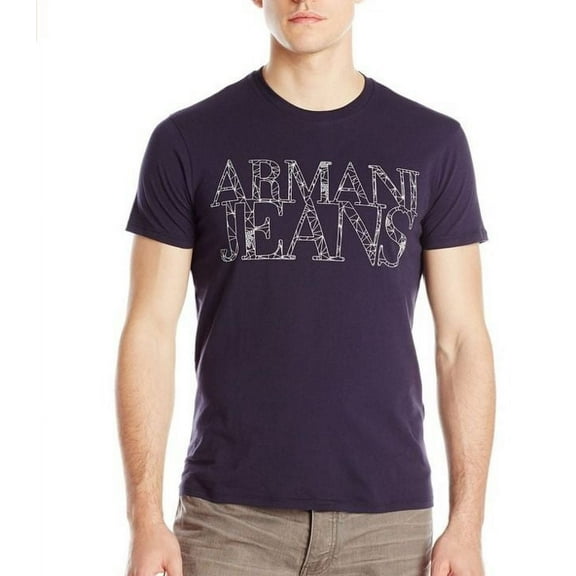 Armani Jeans Men's Web Print Logo Tee,Blue,Small