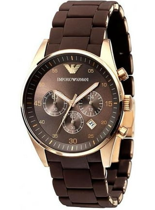 時計 Emporio Armani OROLOGI Brown LeatherBelt For EMPORIO ARMANI Dark Brown Genuine Leather Watch Strap