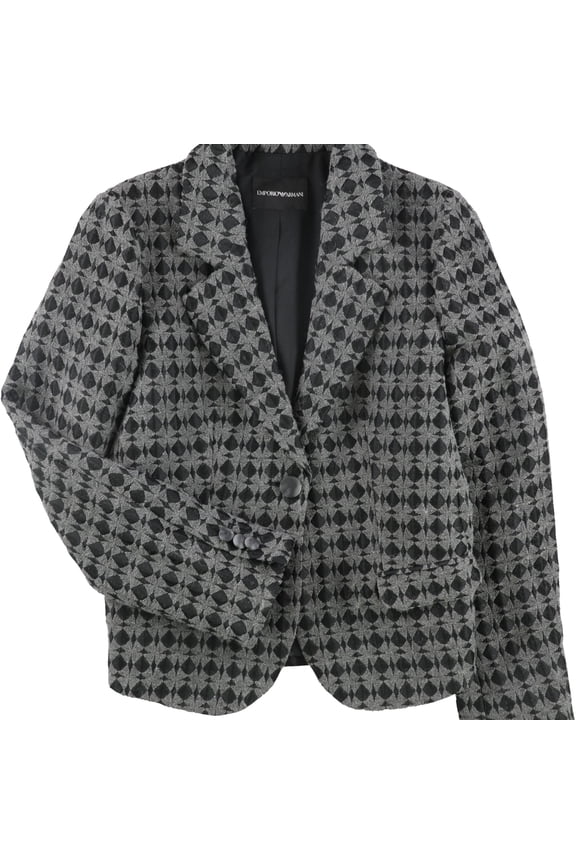 Womens Diamond One Button Blazer Jacket, Grey, 48