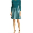 thumbnail image 1 of Armani Womens Ottoman Rib Fit & Flare Dress, Green, 46, 1 of 1