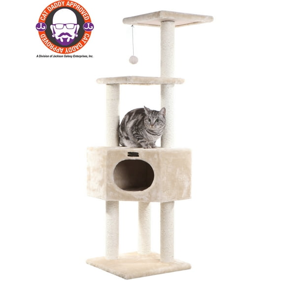 Armarkat 52-in Cat Tree & Condo Scratching Post Tower, Beige