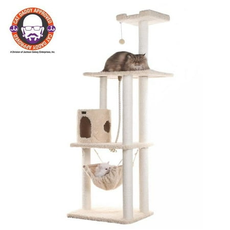 Armarkat 70'' Real Wood Cat Furniture Ultra thick Faux Fur Covered Cat Condo House Beige