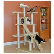 Armarkat 74-in Real Wood Cat Tree & Condo Scratching Post Tower, Beige