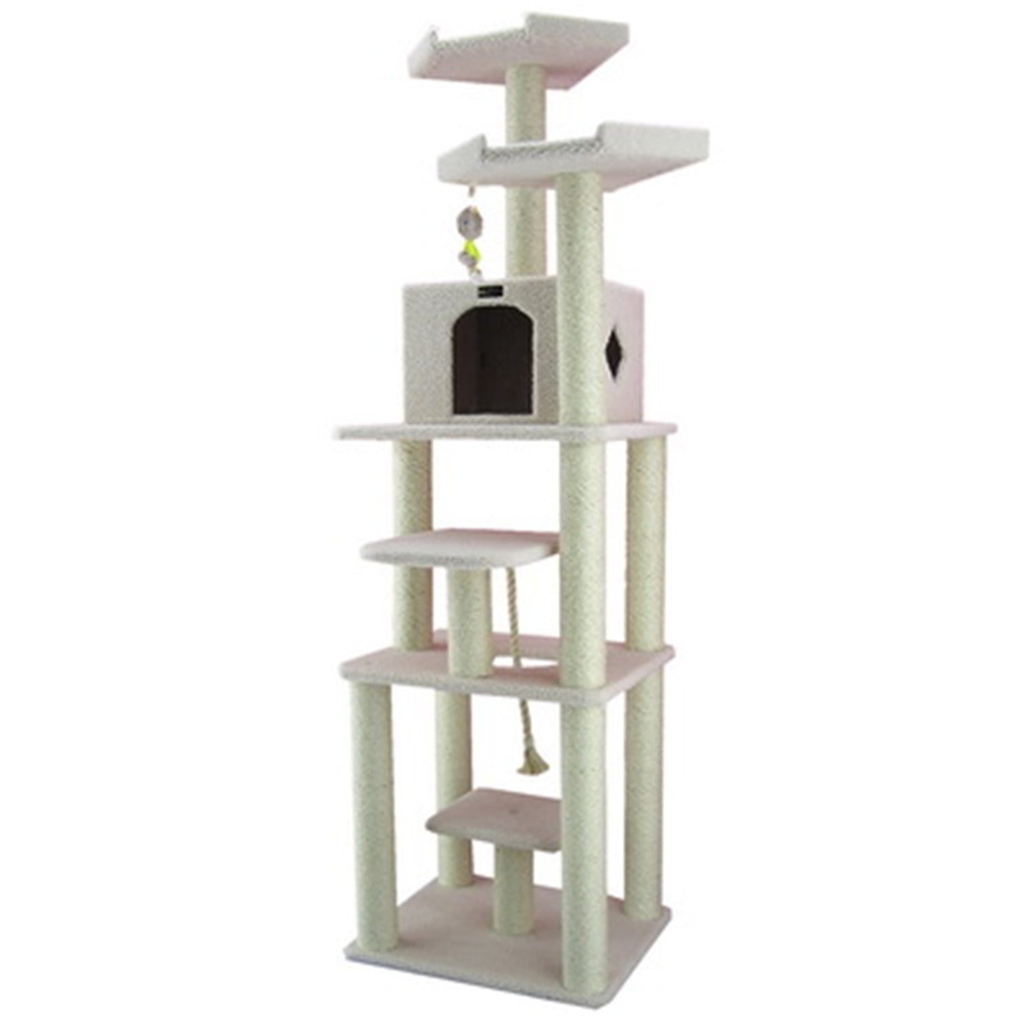 Ivory Faux Fleece and Sisal 78" Cat Tree Tower