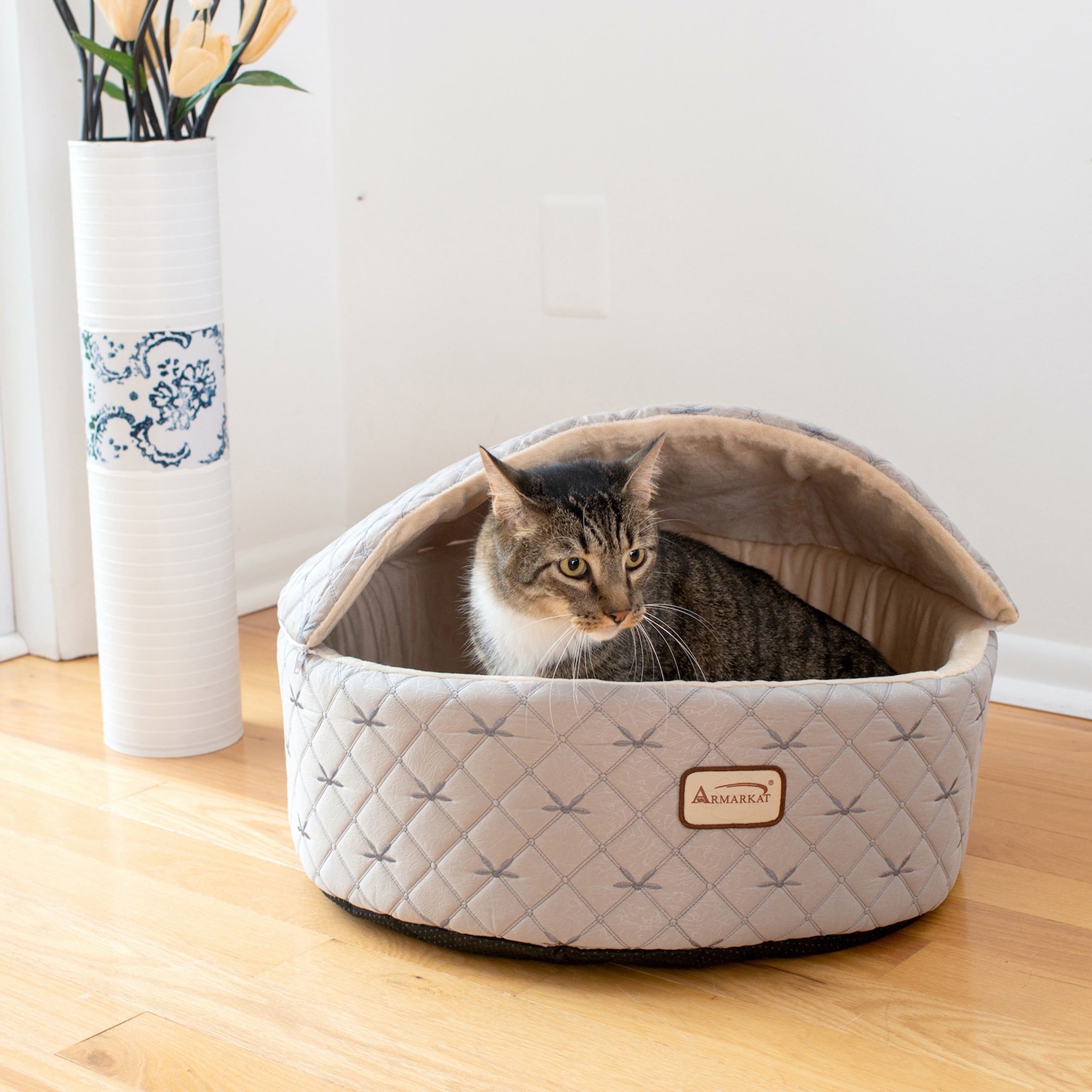 Armarkat Cat Bed Medium Pale Silver and Beige C33HQH MH M Walmart
