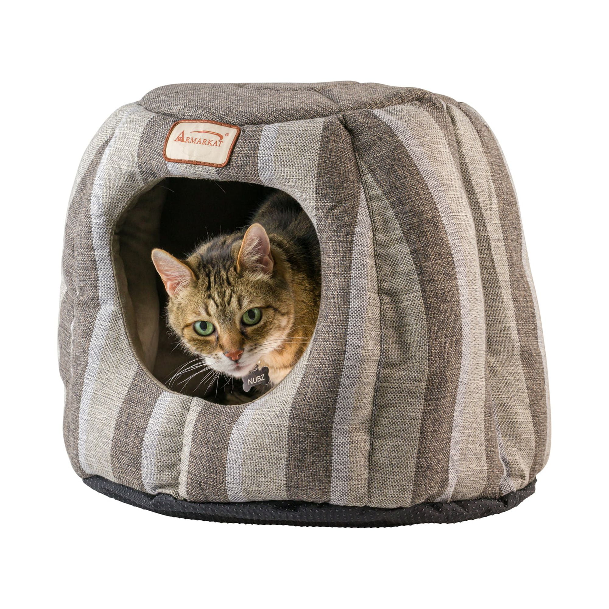 Small Gray and Silver Plush Cat Cave Bed