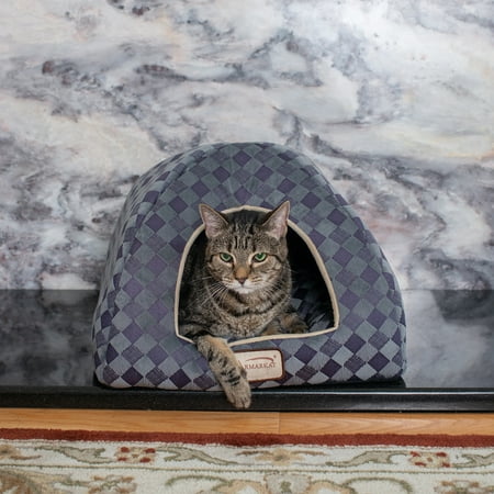 Armarkat Cat Bed Model C65HHG/LS, Purple Gray Combo Checkered Pattern