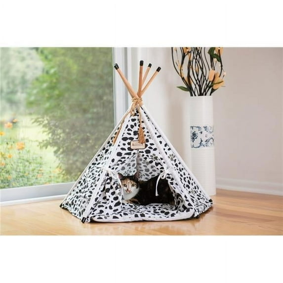 Armarkat Cat Bed, Teepee Style - White & Black Paw Print