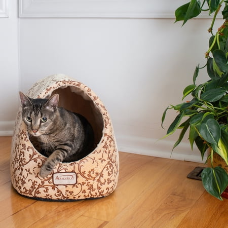 Armarkat Cat Bed with Flower Pattern, Beige, C11HYH/MH