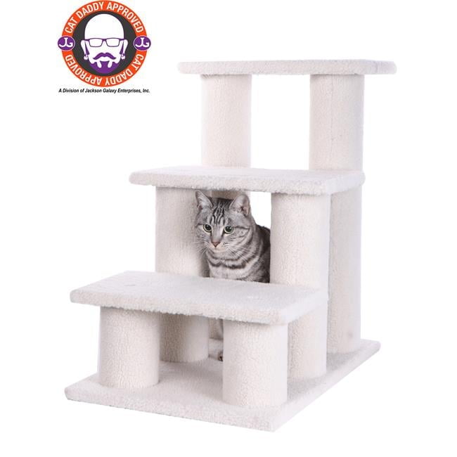 Ivory Faux Fleece 25" High Cat and Dog Steps