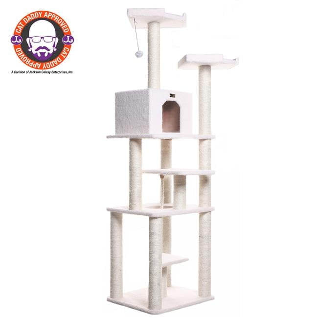 Ivory Faux Fleece and Sisal 78" Cat Tree Tower