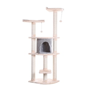Armarkat Classic Real Wood Cat Tree Model A6401, 64 inch Blanched Almond