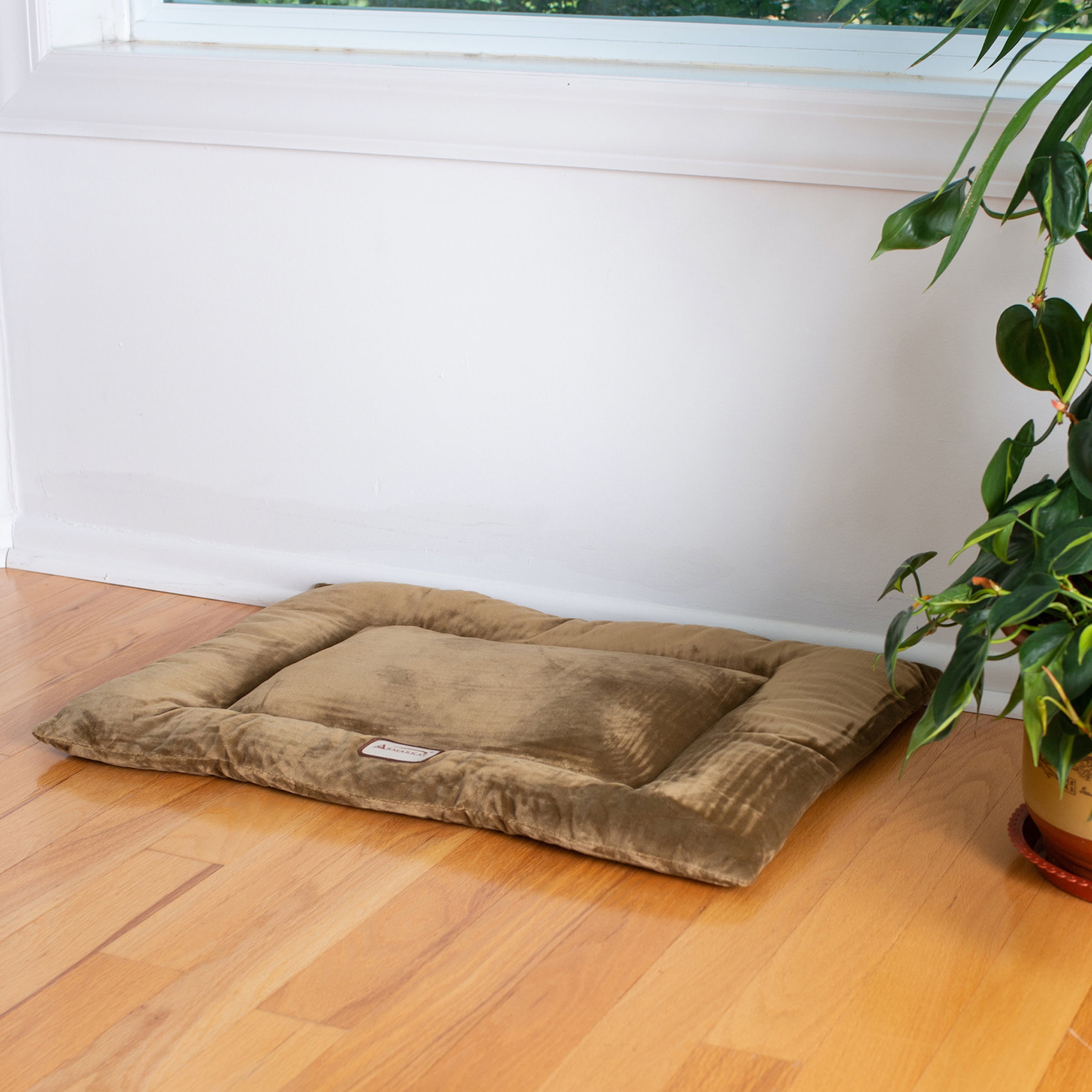 Large Sage Green Velvet Rectangular Dog Bed with Poly Fill