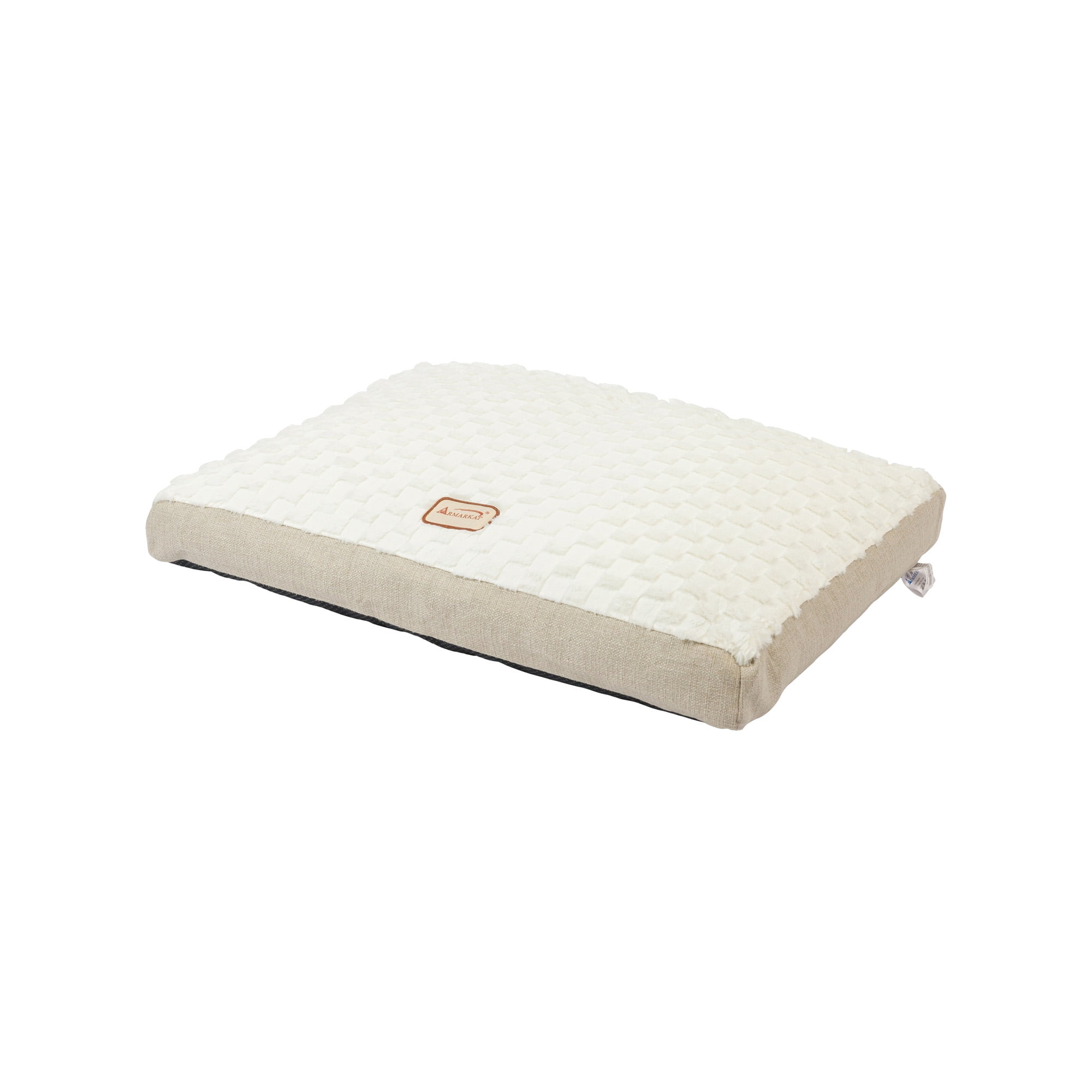 Extra Large Beige and White Velvet Dog Bed with Poly Fill