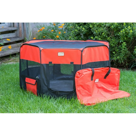 Armarkat Model PP002R-M Portable Pet Playpen in Black and Red Combo