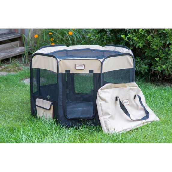 Armarkat Model PP003BGE-XL Portable Pet Playpen in Black and Beige Combo