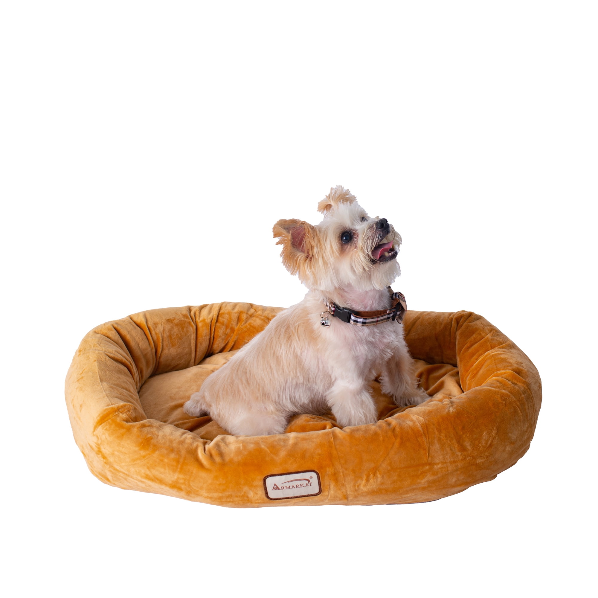 Armarkat Ultra-Soft Brown Velvet Round Dog Bed