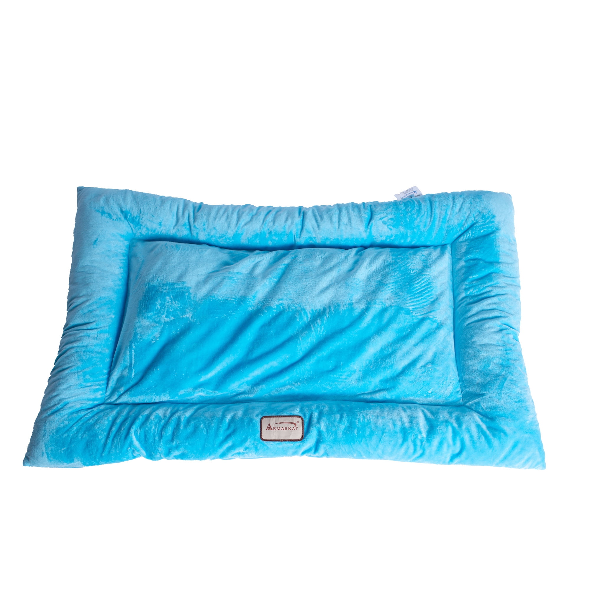 Sky Blue Velvet Medium Rectangular Pet Bed Mat