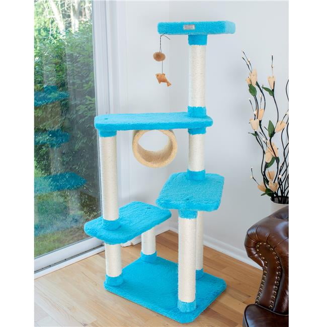 Sky Blue Multi-Level Cat Tree with Sisal Posts