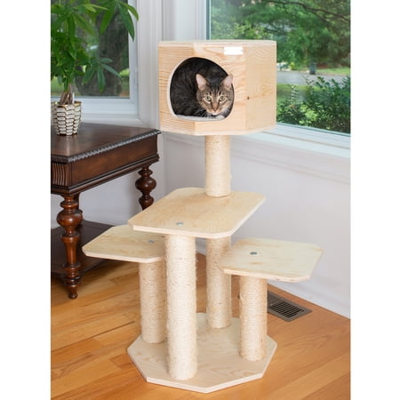 Armarkat Premium Model S4203 Scotch Pine, Solid Wood,real wood Cat Tree, 46" Tall