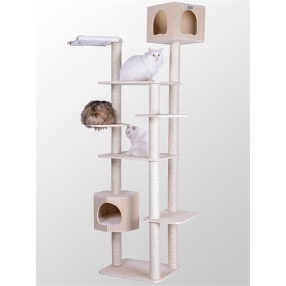 Armarkat Premium Scots Pine Cat Tree - Natural Wood - 89 Inches - Seven Levels