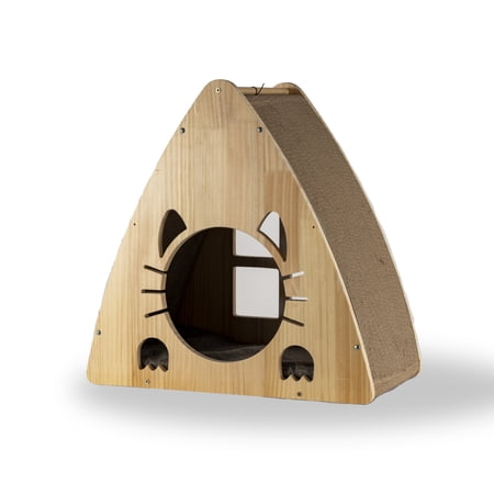 Armarkat Real Wood Medium Triangular Natural Solid Wood Cat Condo S2106