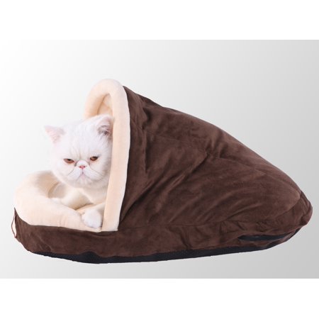 Armarkat Slipper Shape Cat Bed For Indoor Cats & Dogs, Mocha/Beige