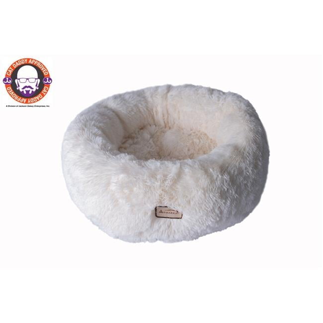 Medium Off-White Ultra Plush Faux Fur Pet Bed