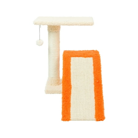 Armarkat X2101 Two Level Platform Real Wood Scratcher w Sisal Carpet Ramp Beige