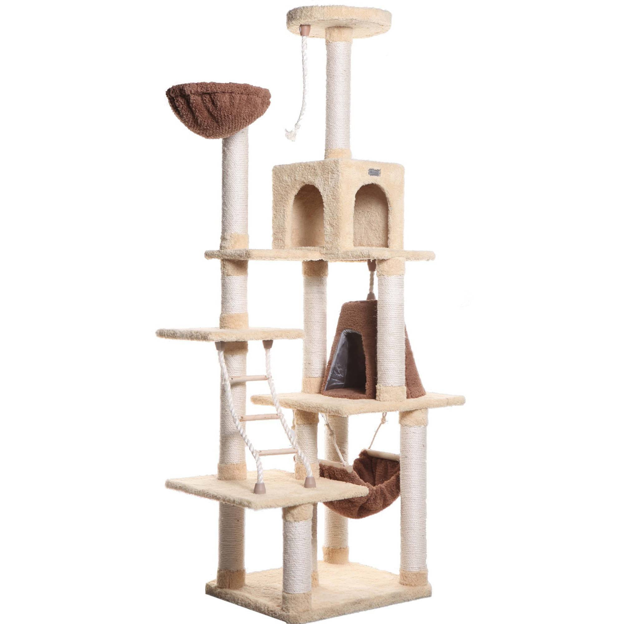 Goldenrod Sisal and Faux Fur Multi-Level Cat Tree with Condo