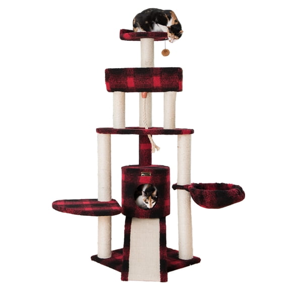 Armarkat Real Wood Cat Tree Model B5806, Black & Red Tartan Plaid